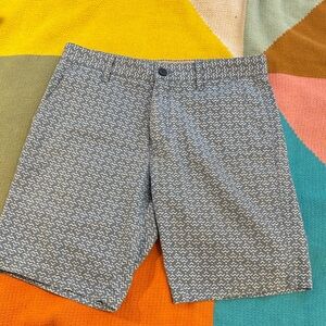Micrós Patterned Cotton Shorts Men’s 30 Blue White Graphic Print flat front